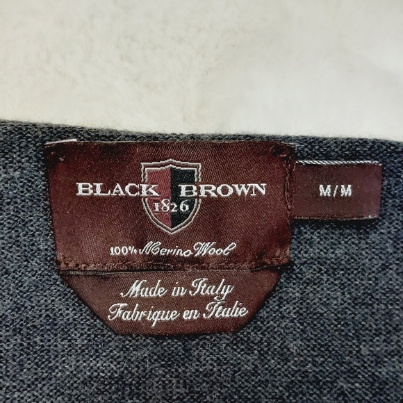 Black Brown 1826 Fine Knit Merino Wool Collared 1/4 Button Sweater P4157 - Picture 5 of 6